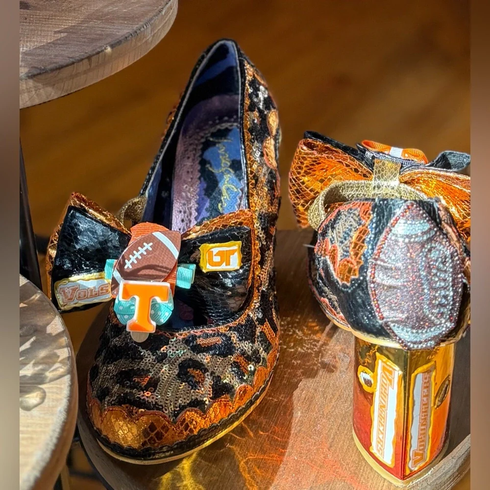 hand embellished statement concept heels University of Tennessee theme, size9/40